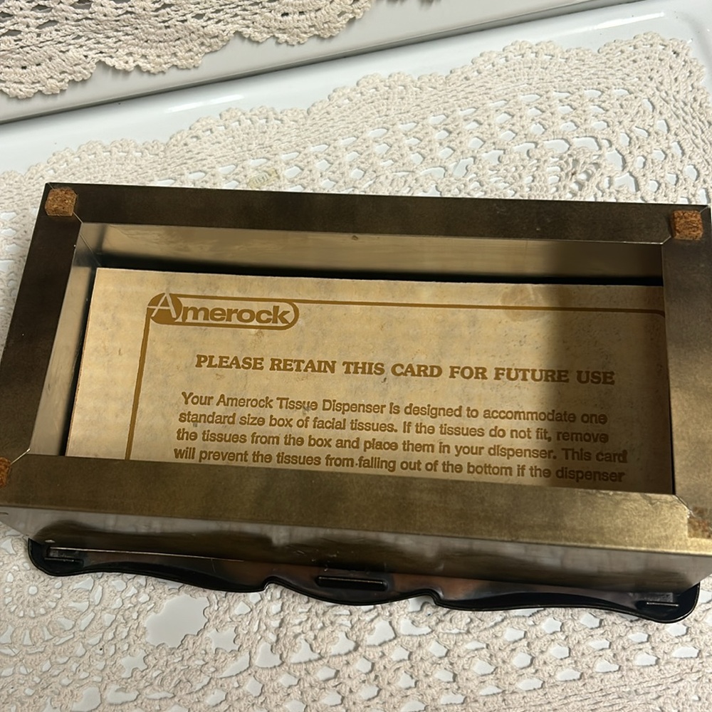 Vintage 1970's Brass Amerock Carriage House Tissue Box 9.75" x 5" x 2.5" - Picture 6 of 7